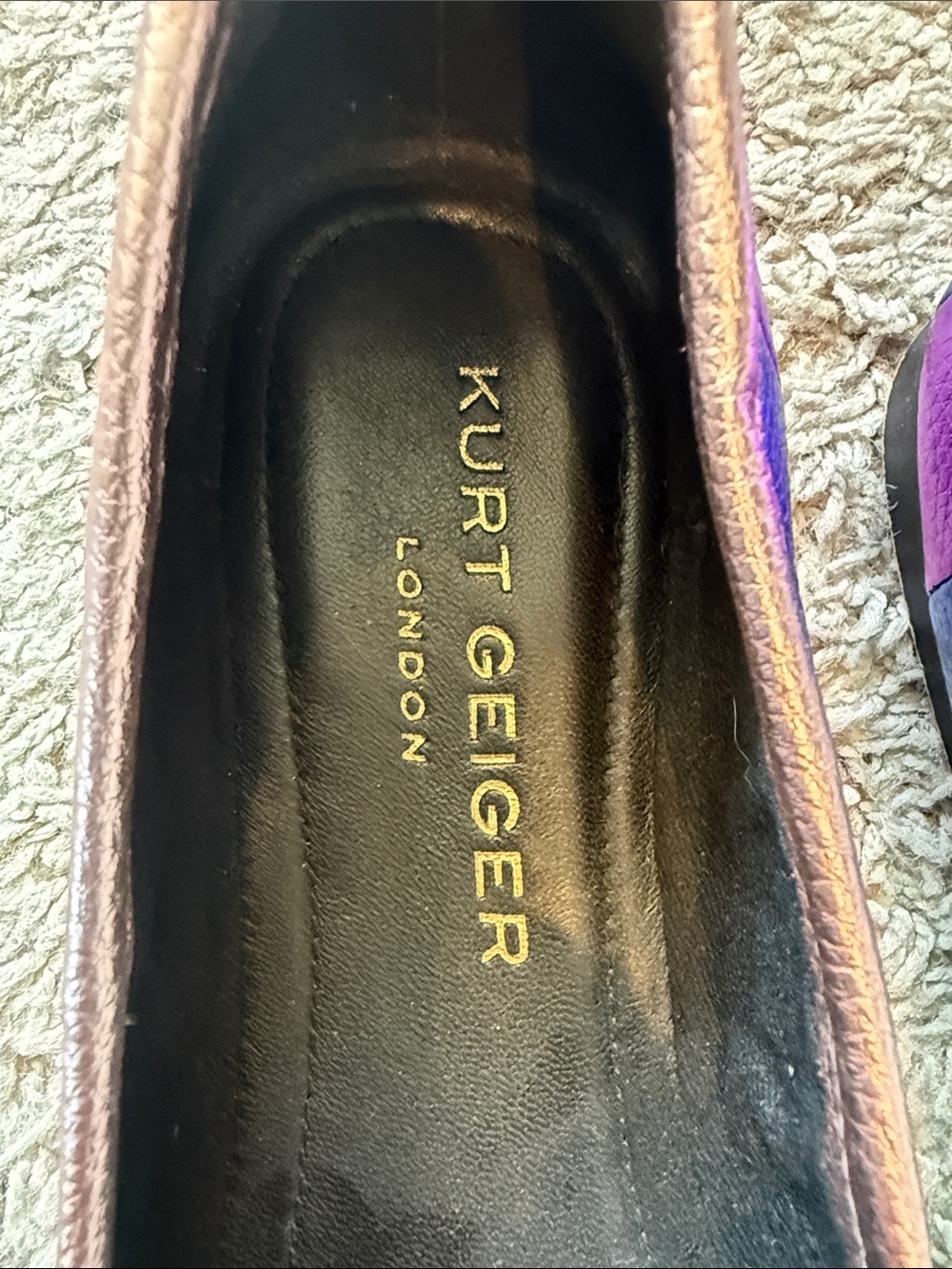 Kurt Geiger Iridescent Pink Purple Metallic Ballet Flats - Picture 2 of 5